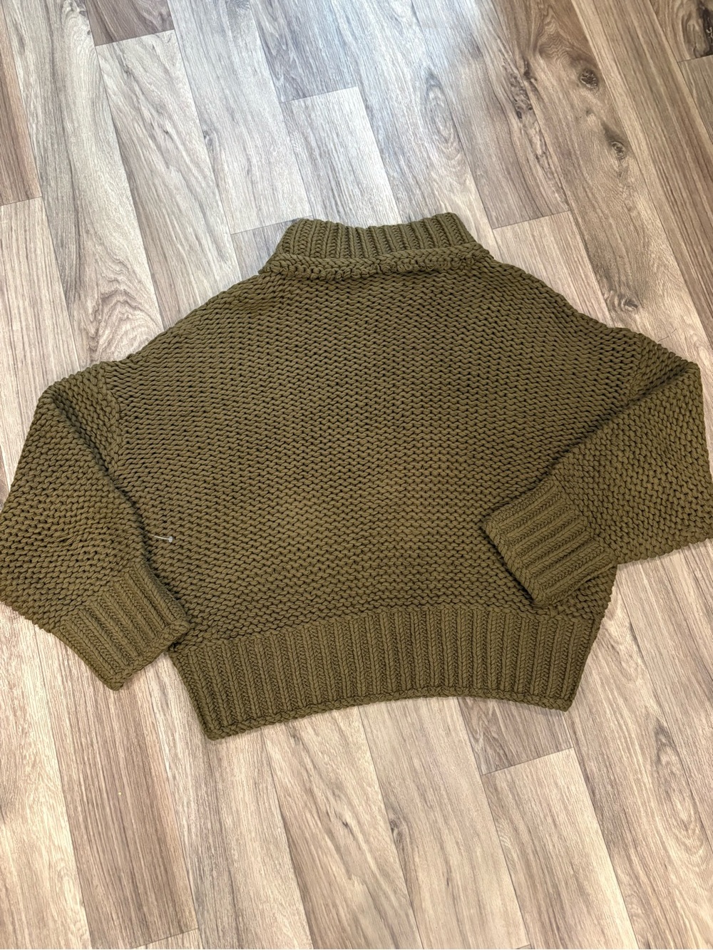 Free People Olive Green Chunky Turtleneck Sweater My Only Sunshine Sweater XL - Picture 3 of 3